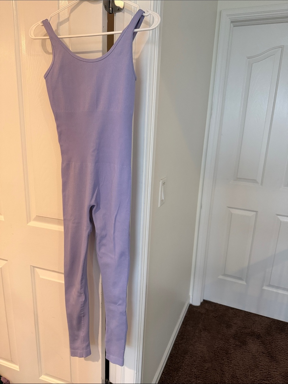Sleeveless Lavender Ribbed Tank Jumpsuit